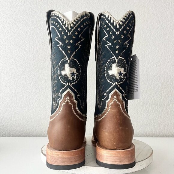 Lane RODEO HOUSTON Mens Cowboy Boots Size 10.5 Brown Leather Western Blunt Toe - Picture 4 of 12